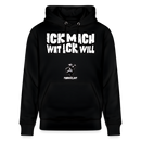 Schwarzer Hoodie mit Aufdruck „ICK MACH WAT ICK WILL“ im Berliner Schnauze Stil und Berlin‑Bär, designed by findickjut