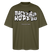 Khaki-farbenes, oversize geschnittenes Bio-Unisex Berlin Shirt mit weißem Frontdruck „Mach’n Kopp zu“, Illustration mit Comic-Kopf und „Shut Up“-Schild, darunter „Close your head“, Rundhalsausschnitt, zentral platzierter Berliner Spruch für Streetwear und Dialekt-Liebhaber