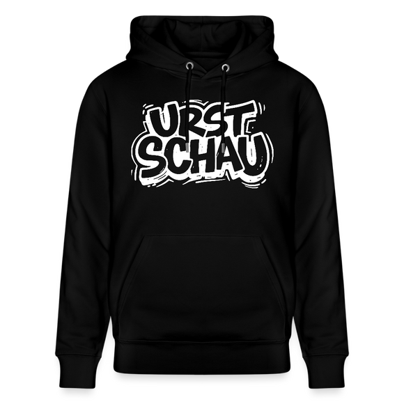 Unisex Bio Hoodie in Schwarz mit dem ostalgie Print „URST SCHAU“ – Berliner Schnauze Design von findickjut