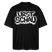 schwarzes Oversized Unisex T-Shirt aus Bio-Baumwolle mit weissem Aufdruck „URST SCHAU“ – Ostalgie Spruch in Berliner Schnauze