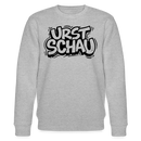 grau melierter Bio Unisex Sweater mit schwarzem Letter-Print „URST SCHAU“ – berliner ostalgie & berliner schnauze Statement, reguläre Passform.