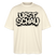 naturweisses Oversized Unisex Shirt mit Rundhals aus Bio-Baumwolle, schwarzer Aufdruck in ComicStyle„URST SCHAU“ -Ost-Berliner Spruch, Ostalgie Berliner Schnauze Design