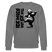 Anthrazitfarbener Sweater mit schwarzem Schriftzug „ICK MACH WAT ICK WILL“ und gezeichnetem Bären, der tanzend den Mittelfinger zeigt; Berliner Schnauze Design von FINDICKJUT.