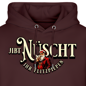Bordeauxroter Weihnachts Hoodie mit Berliner Spruch "Jibt Nüscht, ihr Flitzpiepen" und Santa Claus Design
