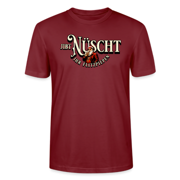 Bordeauxrotes Weihnachts T-Shirt mit dem Berliner Spruch „Jibt Nüscht ihr Flitzpiepen“ und Weihnachtsmann-Motiv – lustiges Statement Shirt für Weihnachten.
