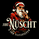 schwarze-Weihnachtstasse mit Berliner Spruch „JIBT NÜSCHT IHR FLITZPIEPEN“ und Weihnachtsmann-Motiv – perfekte Geschenkidee für Berliner Originale.