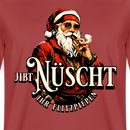 Weihnachts T‑Shirt mit Berliner Spruch "JIBT NÜSCHT IHR FLITZPIEPEN" und Vintage‑Nikolaus‑Motiv.