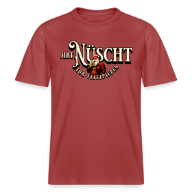 Bordeauxrotes Weihnachts T‑Shirt mit Aufdruck „Jibt Nüscht, ihr Flitzpiepen“ und Santa‑Illustration – Berliner Schnauze Motiv﻿