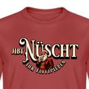 Bordeauxrotes Weihnachts T‑Shirt mit Aufdruck „Jibt Nüscht, ihr Flitzpiepen“ und Santa‑Illustration – Berliner Schnauze Motiv﻿
