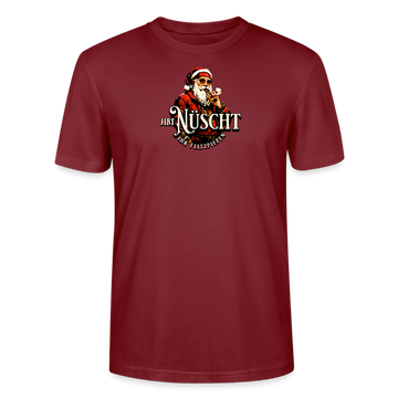 Bordeauxrotes Weihnachts T‑Shirt mit Aufdruck „Jibt Nüscht, ihr Flitzpiepen“ und Santa‑Motiv﻿