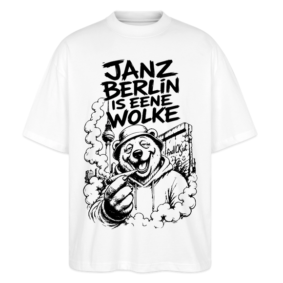 JANZ BERLIN IS EENE WOLKE-Der kiffende Berlin Bär-Oversized Unisex Bio T-Shirt