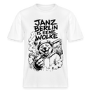 Kiffender Berliner Bär T-Shirt – Janz Berlin is eene Wolke-RELAXED FIT Unisex Organic - Weiß