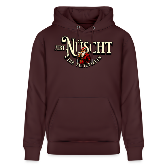 Bordeauxroter Weihnachts Hoodie mit Berliner Spruch "Jibt Nüscht, ihr Flitzpiepen" und Santa Claus Design